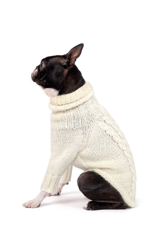 FOURAMOUR KREM ÖRGÜLÜ KÖPEK KAZAK