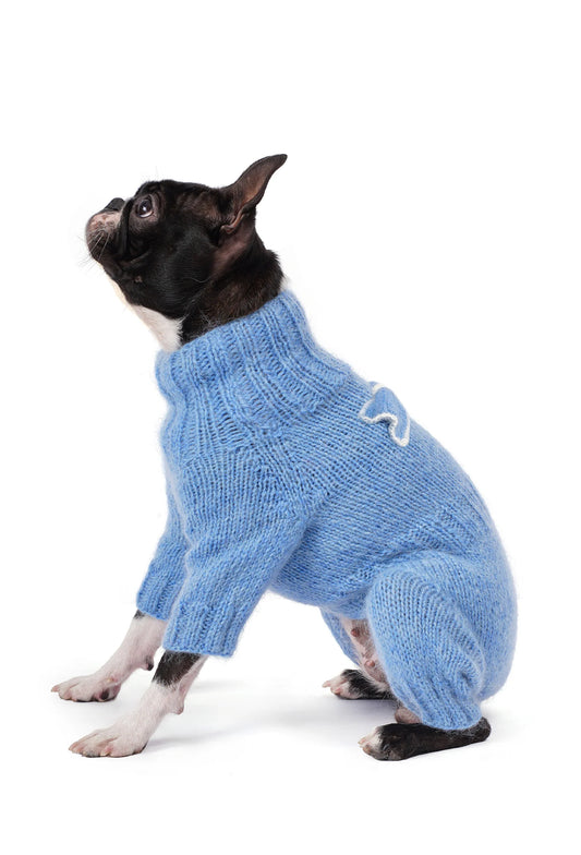 FOURAMOUR EL ÖRGÜSÜ BEBEK MAVİSİ PAPYONLU KÖPEK TULUM