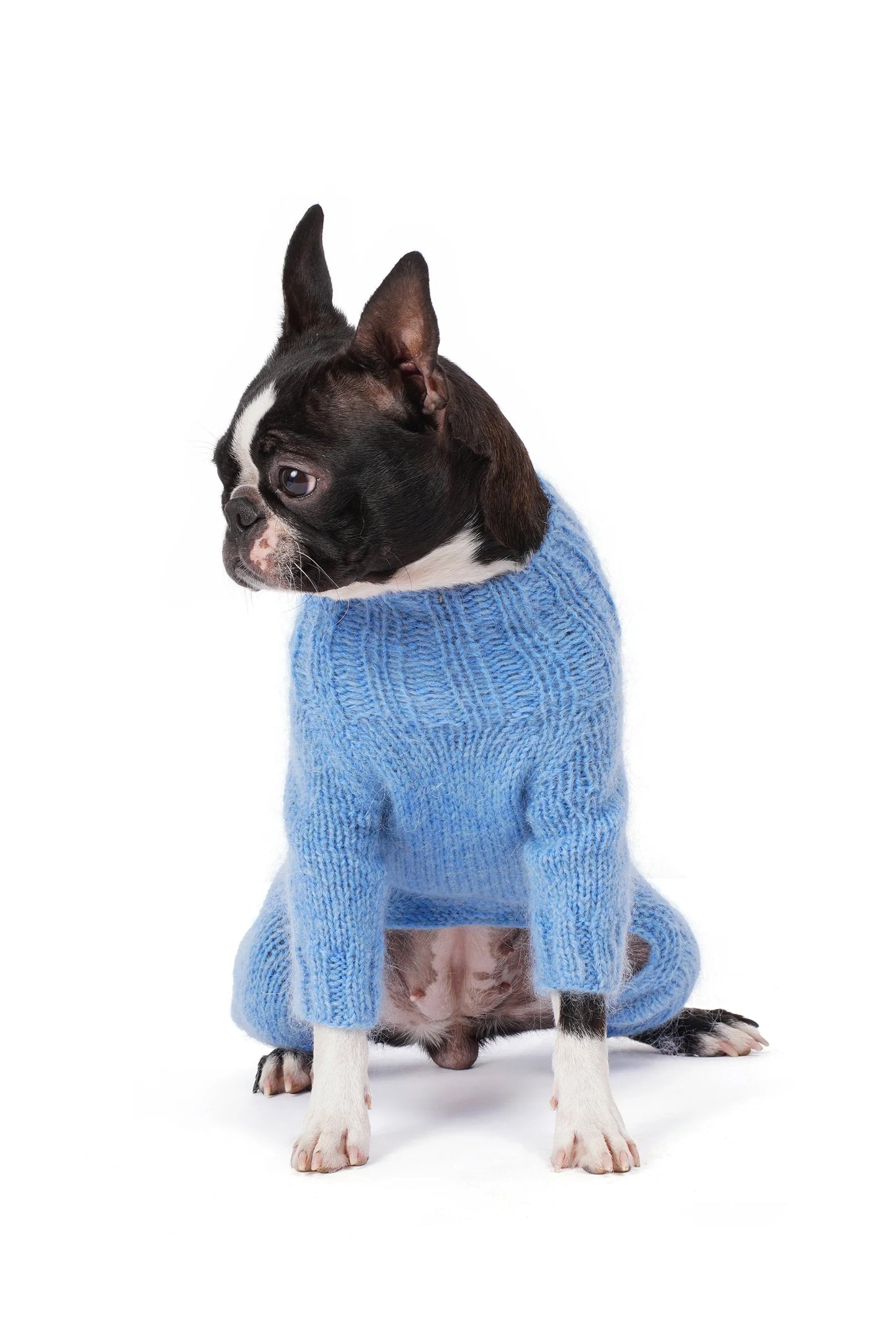FOURAMOUR EL ÖRGÜSÜ BEBEK MAVİSİ PAPYONLU KÖPEK TULUM