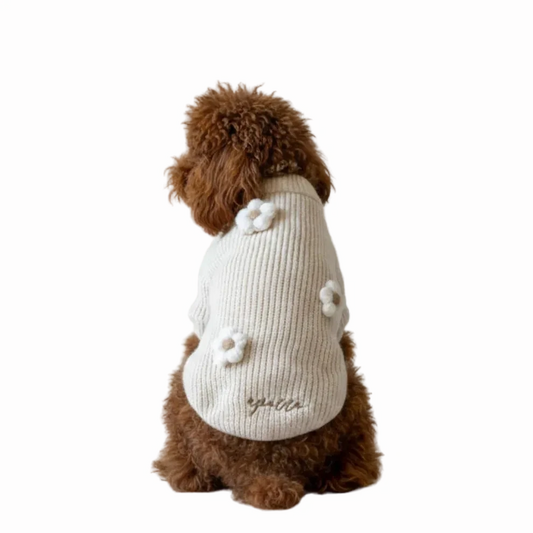 APACCO KREM FİORA FERMUARLI KÖPEK KAZAK