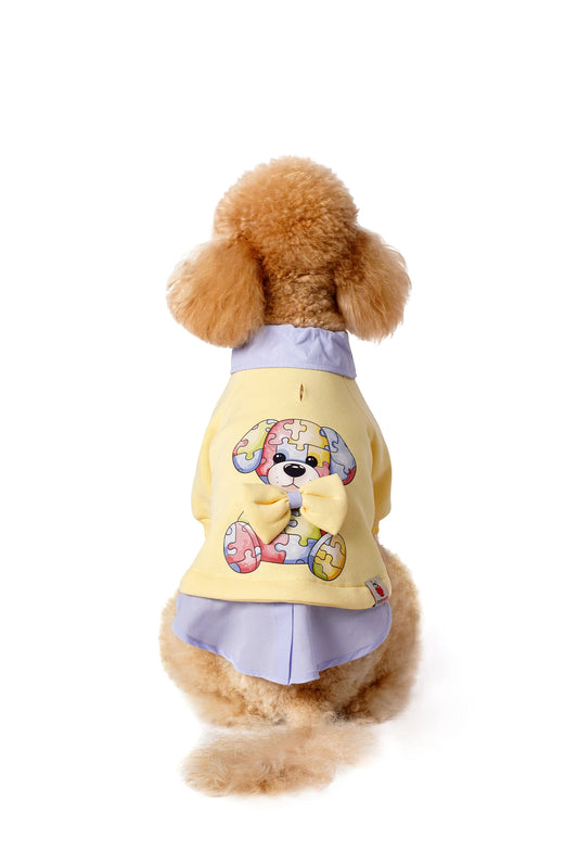 FOURAMOUR Açık Sarı Köpek Sweatshirtü “Puzzle”