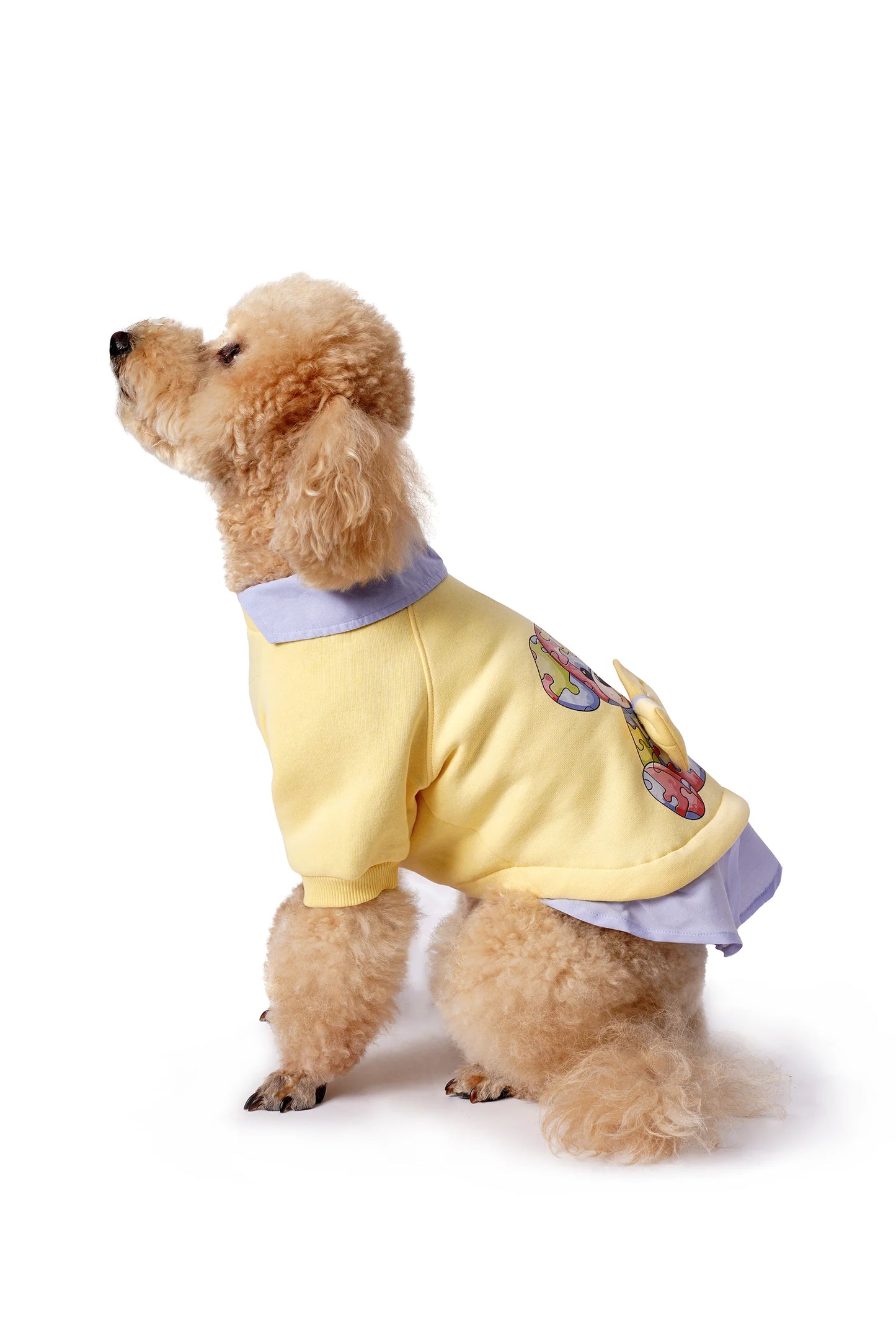 FOURAMOUR Açık Sarı Köpek Sweatshirtü “Puzzle”