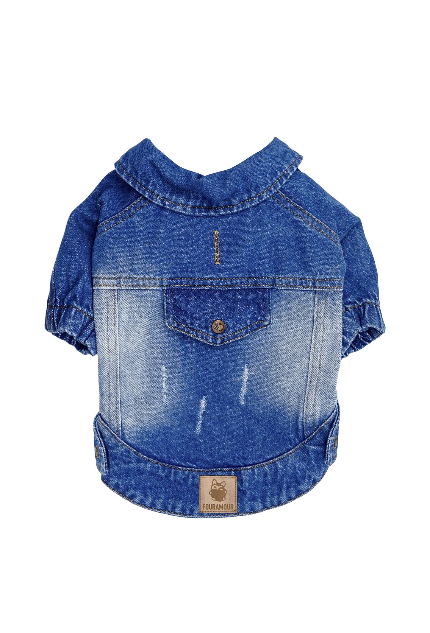 FOURAMOUR Orta Yıkama Denim Köpek Ceketi “Rodeo”