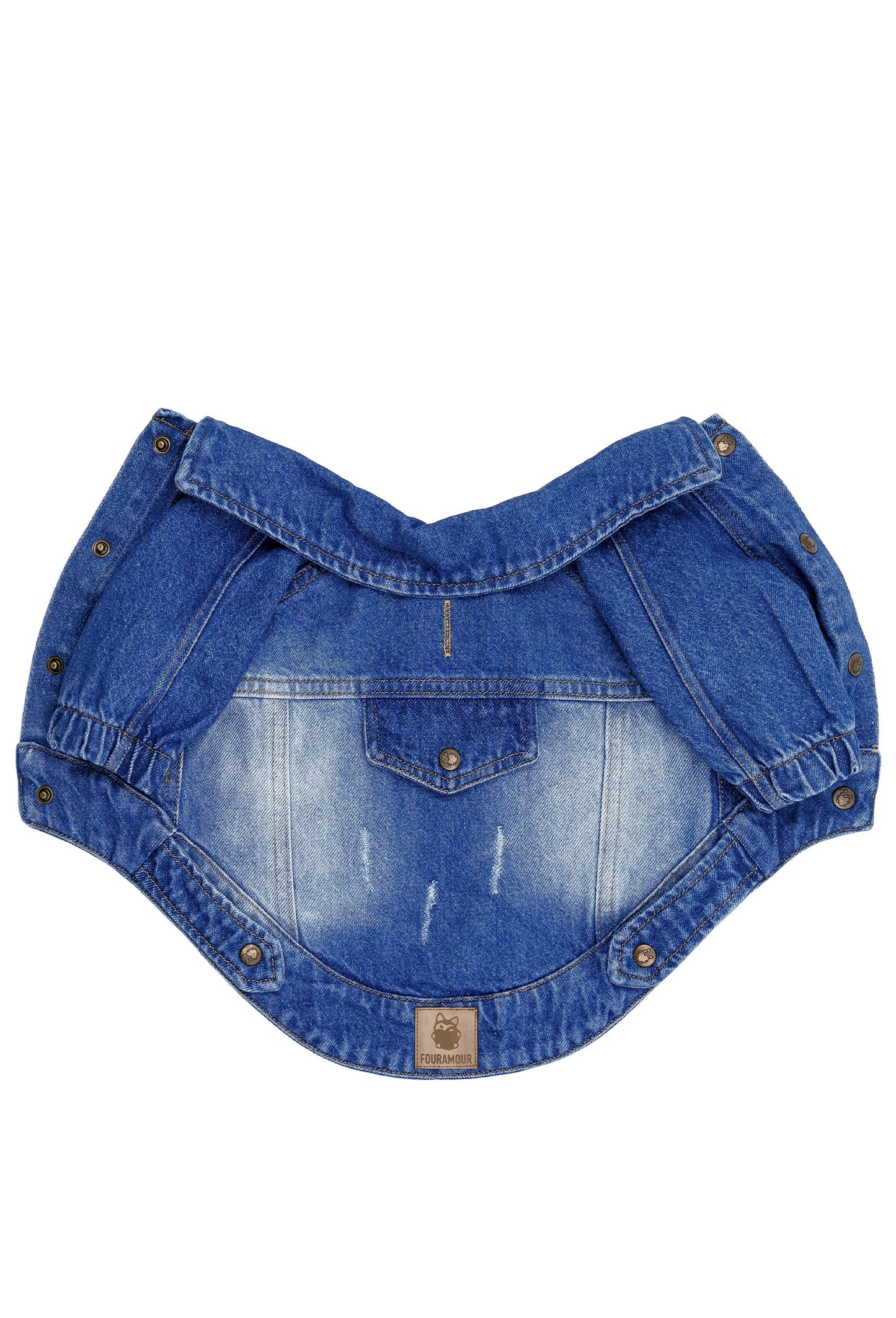 FOURAMOUR Orta Yıkama Denim Köpek Ceketi “Rodeo”