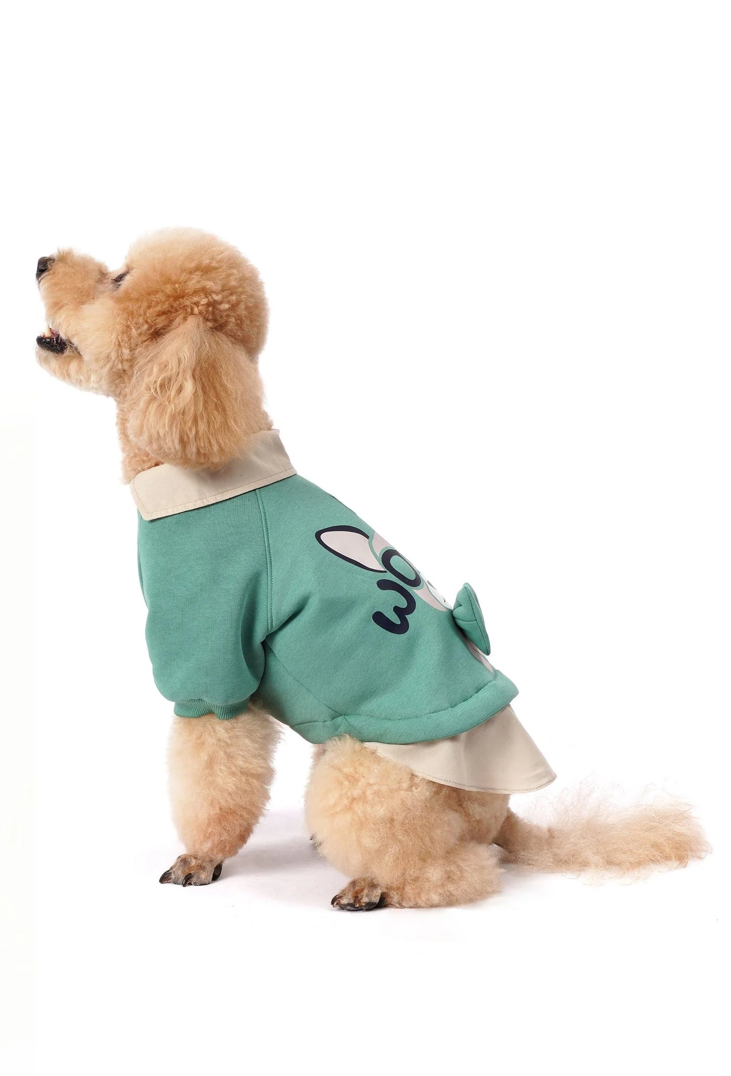 FOURAMOUR Su Yeşili Köpek Sweatshirtü “Woof”