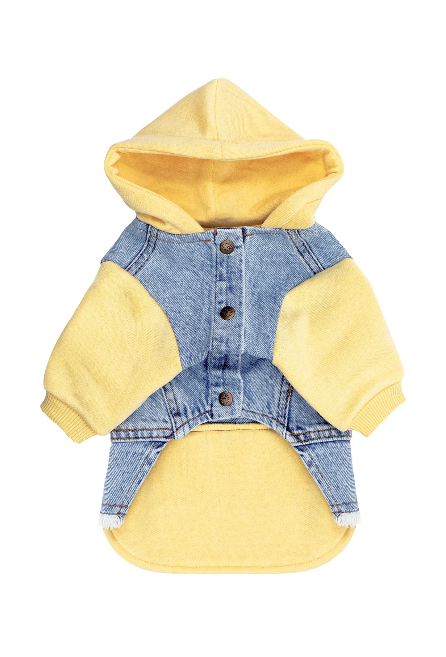 FOURAMOUR Açık Sarı Kapüşonlu Köpek Denim Ceketi