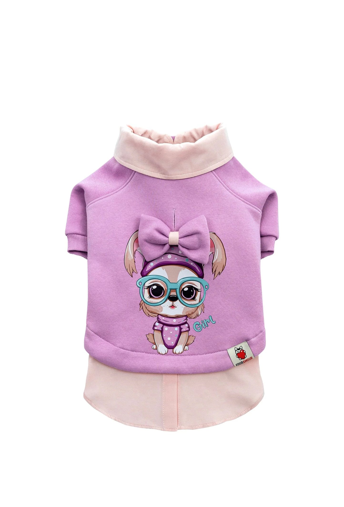 FOURAMOUR Açık Mor Köpek Sweatshirtü “Nerd Girl”