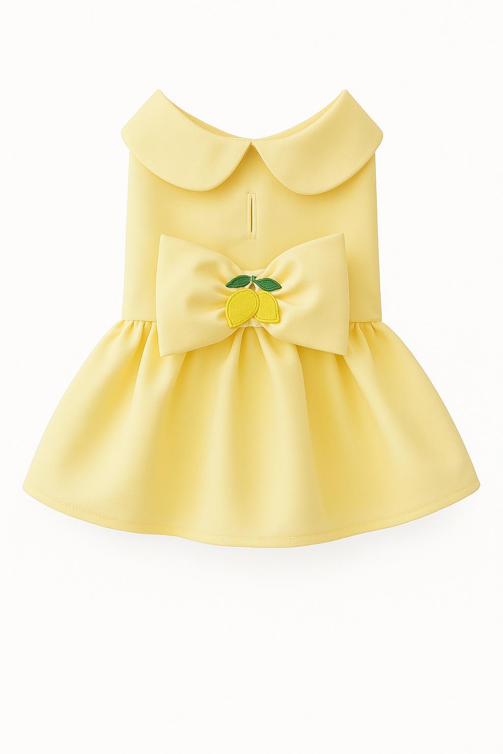 MERPAWW YELLOW LEMON EMBROIDERED DOG DRESS