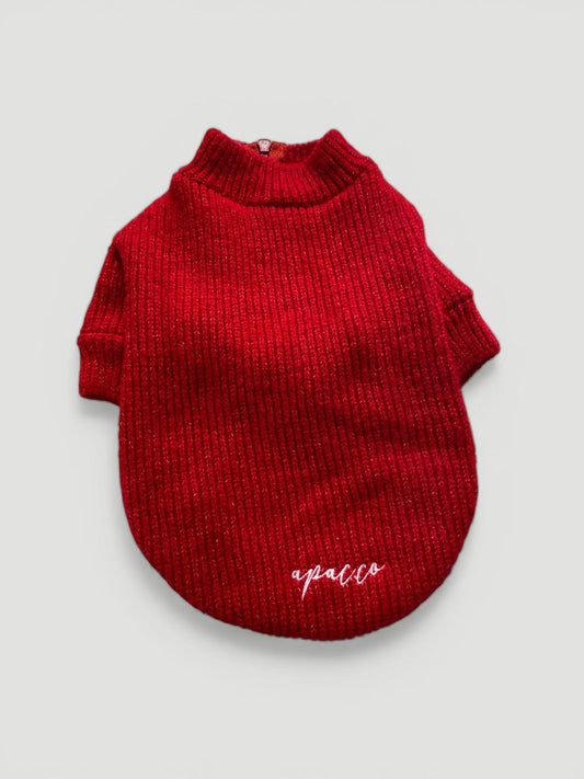 APACCO KIRMIZI FERMUARLI TRİKO KÖPEK KAZAK