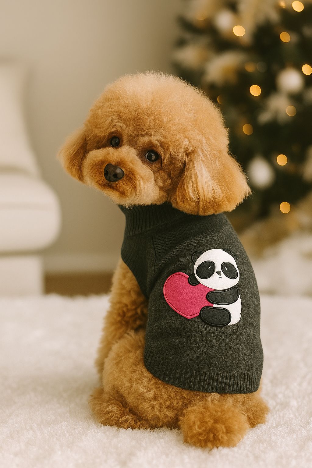 MERPAWW SİYAH PANDA KALPLİ KÖPEK KAZAK