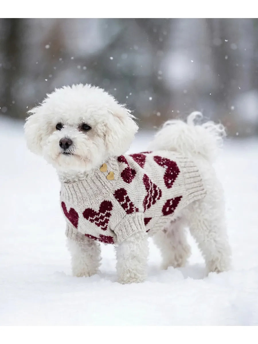 LORİCO BEJ KALPLİ KÖPEK KAZAK