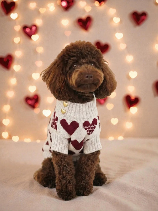 LORİCO BEJ KALPLİ KÖPEK KAZAK