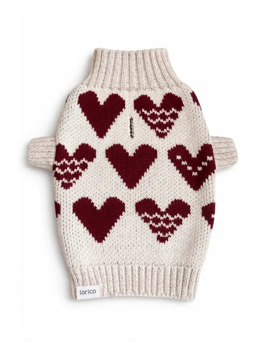 LORİCO BEJ KALPLİ KÖPEK KAZAK