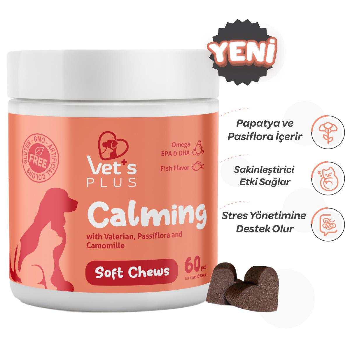 Vet's Plus Calming Kedi ve Köpekler İçin Sakinleştirici Çiğnenebilir Tablet