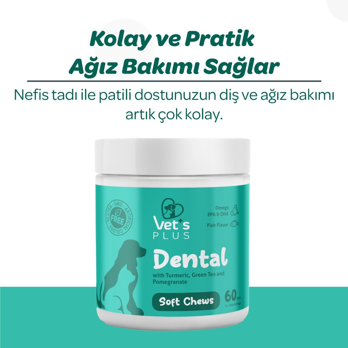 Vet's Plus Dental Kedi ve Köpekler İçin Diş Bakımı Çiğnenebilir Tablet