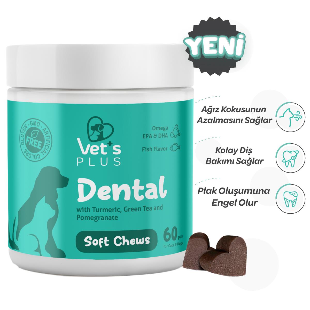 Vet's Plus Dental Kedi ve Köpekler İçin Diş Bakımı Çiğnenebilir Tablet