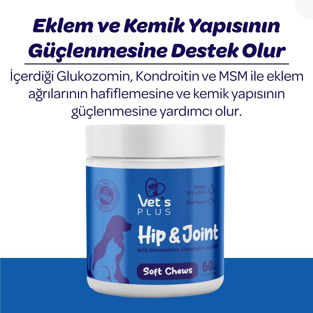 Vet's Plus Hip&Joint Kedi ve Köpekler İçin Eklem Destekleyici Çiğnenebilir Tablet