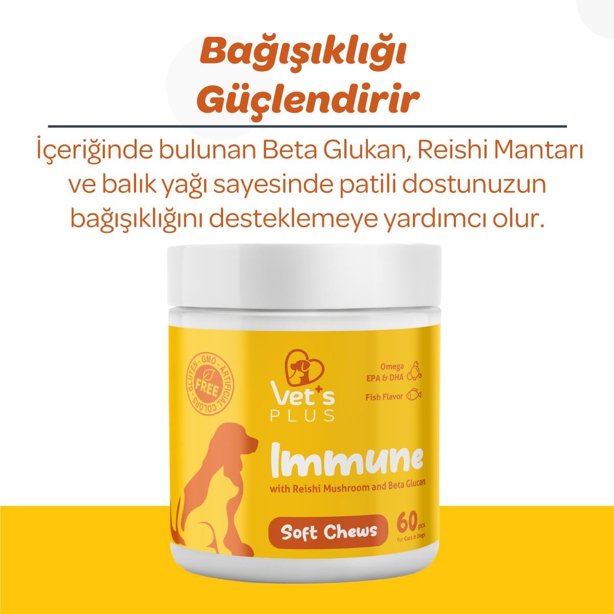 Vet's Plus Immune Kedi ve Köpekler İçin Bağışıklık Sistemi Destekleyici Çiğnenebilir Tablet