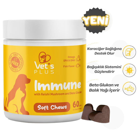 Vet's Plus Immune Kedi ve Köpekler İçin Bağışıklık Sistemi Destekleyici Çiğnenebilir Tablet