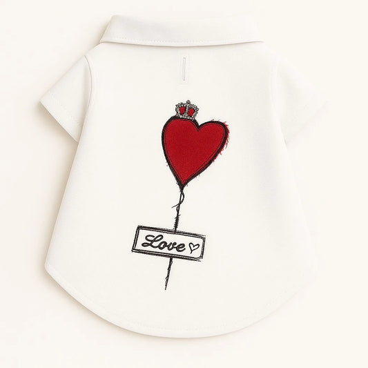 MERPAWW HEART EMBROIDERED LOVE DOG SHIRT